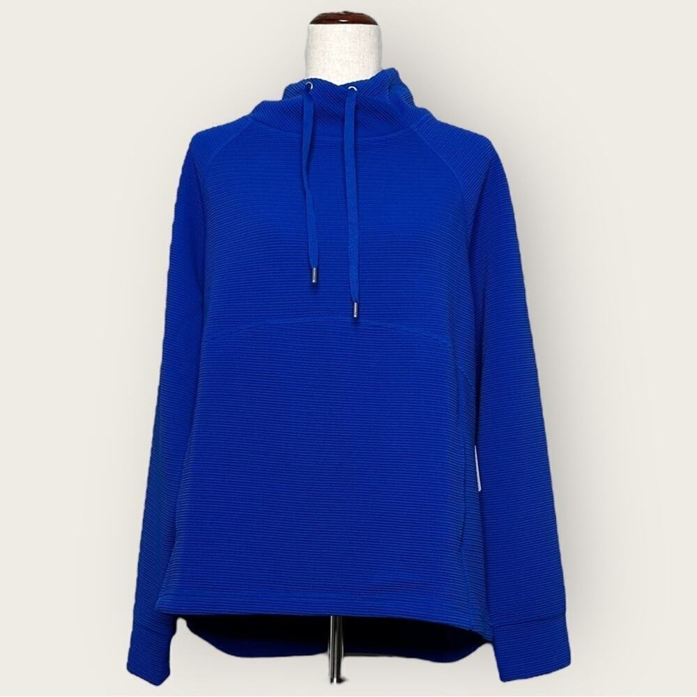 NWT | Nanette Lepore | Ribbed High Neck Pullover Sweatshirt | Royal Blue | XL